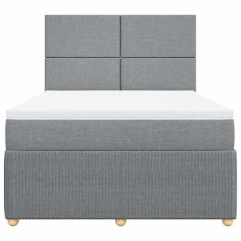 Boxspringbett mit Matratze Hellgrau 140x190 cm Stoff