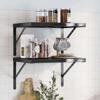 ARDEBO.de - Wandregale 2 Stk. 50x40 cm Schwarz Edelstahl