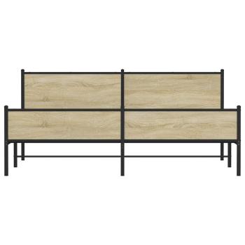 ARDEBO.de - Metallbett ohne Matratze Sonoma-Eiche 193x203 cm