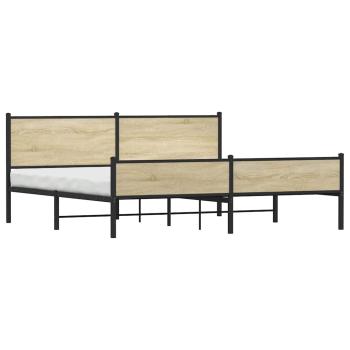 Metallbett ohne Matratze Sonoma-Eiche 193x203 cm