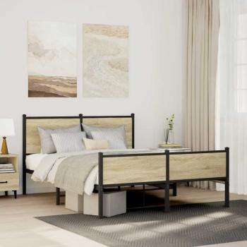 ARDEBO.de - Metallbett ohne Matratze Sonoma-Eiche 140x190 cm