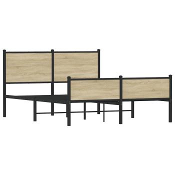 Metallbett ohne Matratze Sonoma-Eiche 140x190 cm
