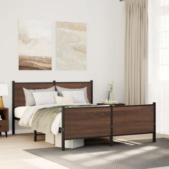 ARDEBO.de - Metallbett ohne Matratze Braun Eichen-Optik 140x200 cm