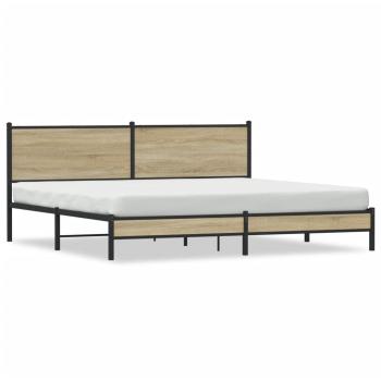 Metallbett ohne Matratze Sonoma-Eiche 193x203 cm
