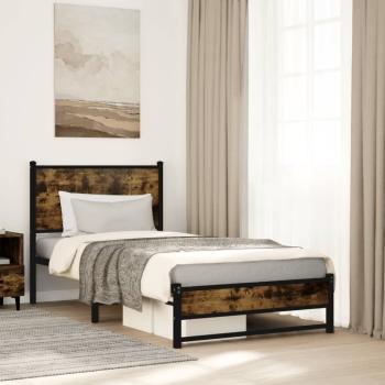ARDEBO.de - Metallbett ohne Matratze Räuchereiche 75x190 cm