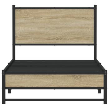 Metallbett ohne Matratze Sonoma-Eiche 75x190 cm
