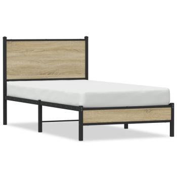 ARDEBO.de - Metallbett ohne Matratze Sonoma-Eiche 90x190 cm