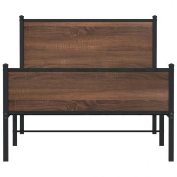 Metallbett ohne Matratze Eichen-Optik 100x190 cm
