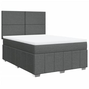 ARDEBO.de - Boxspringbett mit Matratze Dunkelgrau 140x190 cm Stoff