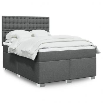 ARDEBO.de - Boxspringbett mit Matratze Dunkelgrau 160x200 cm Stoff