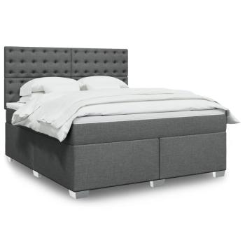 ARDEBO.de - Boxspringbett mit Matratze Dunkelgrau 180x200 cm Stoff
