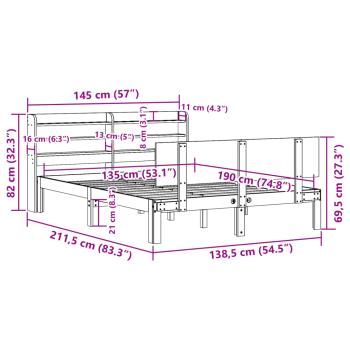 Bettgestell mit Kopfteil ohne Matratze Weiß 135x190 cm