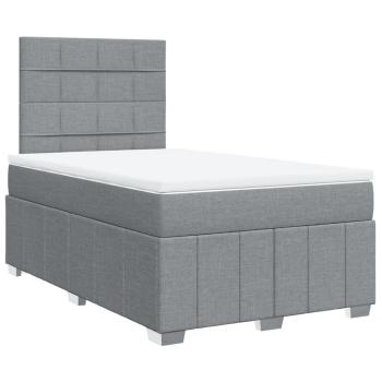 ARDEBO.de - Boxspringbett mit Matratze Hellgrau 120x200 cm Stoff