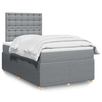 ARDEBO.de - Boxspringbett mit Matratze Hellgrau 120x190 cm Stoff