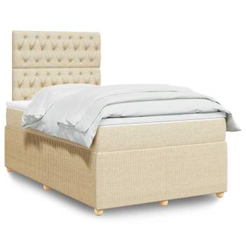 ARDEBO.de - Boxspringbett mit Matratze Creme 120x200 cm Stoff