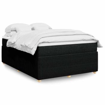ARDEBO.de - Boxspringbett mit Matratze Schwarz 140x190 cm Stoff