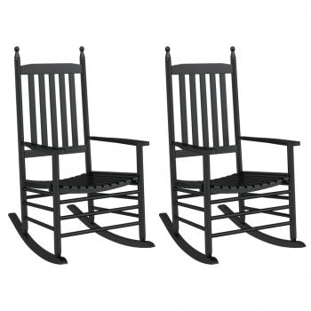 Schaukelstühle mit Gebogenen Sitzen 2 Stk. Schwarz Pappelholz
