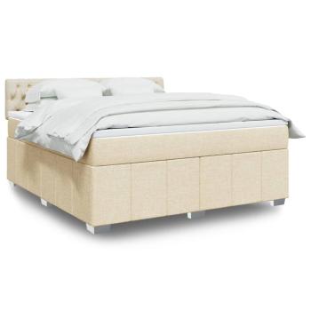 ARDEBO.de - Boxspringbett mit Matratze Creme 180x200 cm Stoff