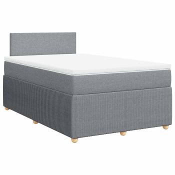 Boxspringbett mit Matratze Hellgrau 120x200 cm Stoff