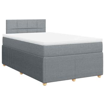 Boxspringbett mit Matratze Hellgrau 120x200 cm Stoff