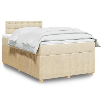 ARDEBO.de - Boxspringbett mit Matratze Creme 120x200 cm Stoff