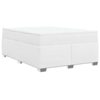 Boxspringbett mit Matratze Weiß 160x200 cm Kunstleder