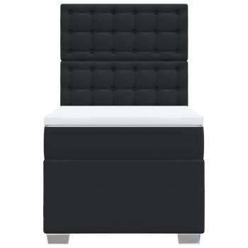 Boxspringbett mit Matratze Schwarz 90x200 cm Kunstleder