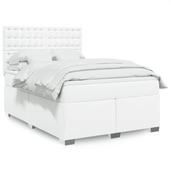 ARDEBO.de - Boxspringbett mit Matratze Weiß 140x200 cm Kunstleder