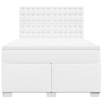 Boxspringbett mit Matratze Weiß 140x200 cm Kunstleder