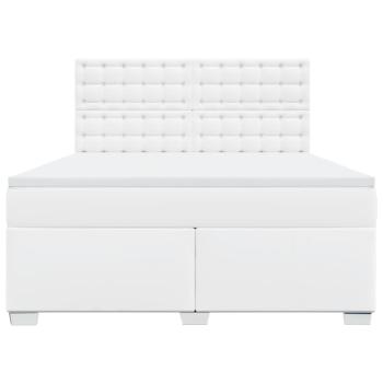 Boxspringbett mit Matratze Weiß 180x200 cm Kunstleder