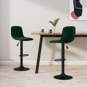 ARDEBO.de - Barhocker 2 Stk. Dunkelgrün Samt