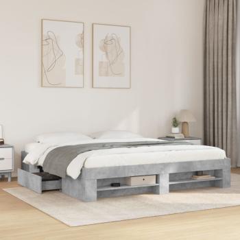 ARDEBO.de - Bettgestell Betongrau 200x200 cm Holzwerkstoff