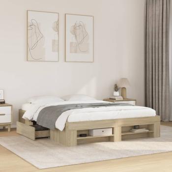 ARDEBO.de - Bettgestell ohne Matratze Sonoma-Eiche 160x200 cm Holzwerkstoff