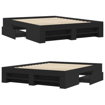 ARDEBO.de - Bettgestell Schwarz 150x200 cm Holzwerkstoff