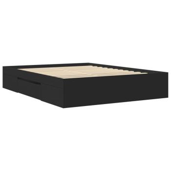 Bettgestell Schwarz 150x200 cm Holzwerkstoff