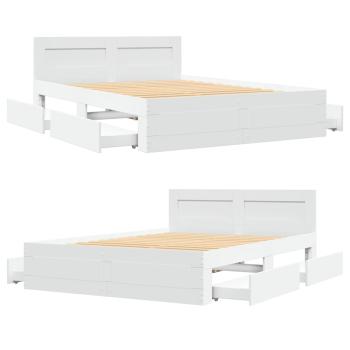 Bettgestell mit Kopfteil ohne Matratze Weiß 140x200 cm