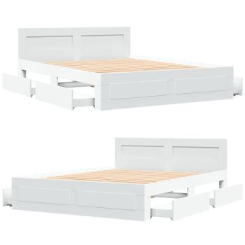Bettgestell mit Kopfteil ohne Matratze Weiß 160x200 cm