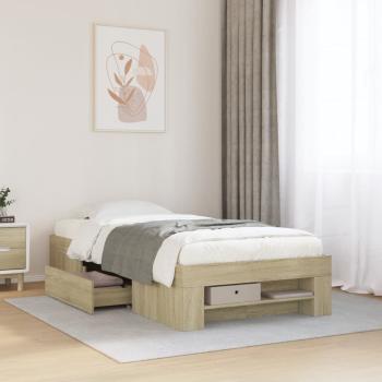 ARDEBO.de - Bettgestell ohne Matratze Sonoma-Eiche 75x190 cm Holzwerkstoff