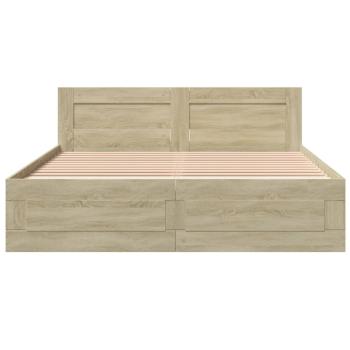 Bettgestell mit Kopfteil Sonoma-Eiche 150x200 cm Holzwerkstoff
