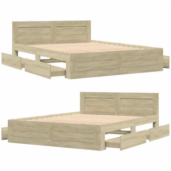 Bettgestell mit Kopfteil Sonoma-Eiche 150x200 cm Holzwerkstoff