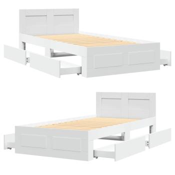 Bettgestell mit Kopfteil ohne Matratze Weiß 75x190 cm