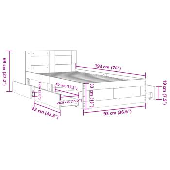 Bettgestell mit Kopfteil Sonoma-Eiche 90x190 cm Holzwerkstoff