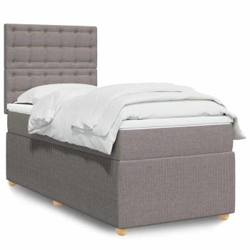 ARDEBO.de - Boxspringbett mit Matratze Taupe 90x200 cm Stoff