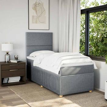 ARDEBO.de - Boxspringbett mit Matratze Hellgrau 100x200 cm Stoff