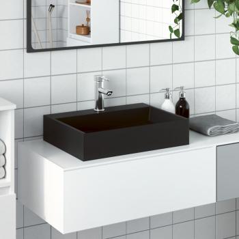 ARDEBO.de - Waschbecken 50x38x11 cm Mineralguss/Marmorguss Mattschwarz