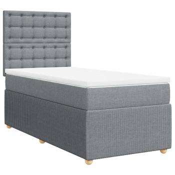 Boxspringbett mit Matratze Hellgrau 100x200 cm Stoff