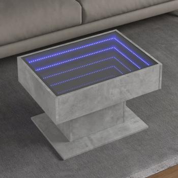 ARDEBO.de - LED-Couchtisch Betongrau 70x50x45 cm Holzwerkstoff