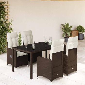 ARDEBO.de - 5-tlg. Garten-Bistro-Set mit Kissen Braun Poly Rattan