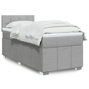 ARDEBO.de - Boxspringbett mit Matratze Hellgrau 80x200 cm Stoff