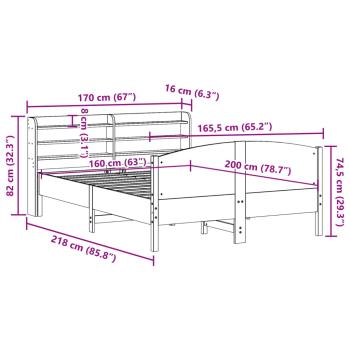 Massivholzbett ohne Matratze Weiß 160x200 Kiefernholz